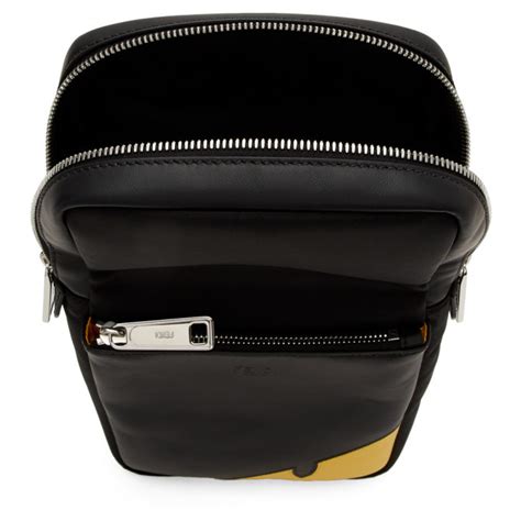 Fendi: Black Bag Bugs Mono Eye Messenger Bag 